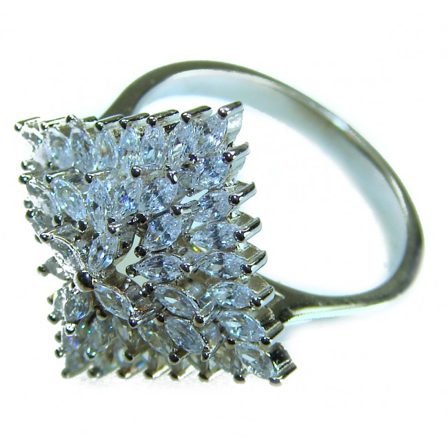 LUXURIOUS 5.2 carat White Topaz .925 Sterling Silver handcrafted Ring s. 8 1/4