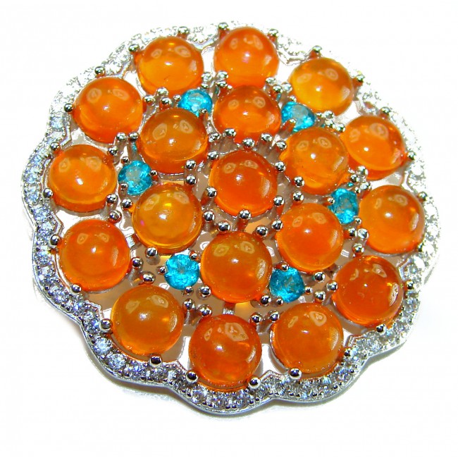Bliss - Natural 25.2 carat Mexican Fire Opal .925 Sterling Silver handmade Pendant
