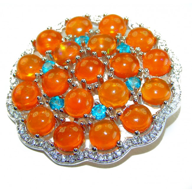 Bliss - Natural 25.2 carat Mexican Fire Opal .925 Sterling Silver handmade Pendant