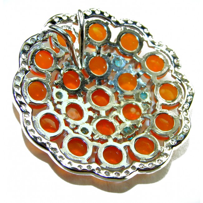 Bliss - Natural 25.2 carat Mexican Fire Opal .925 Sterling Silver handmade Pendant