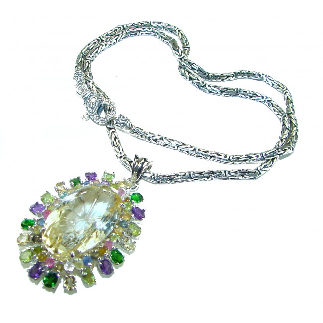 Bali Dream 42.5 carat Natural Citrine .925 Sterling Silver handcrafted Statement necklace