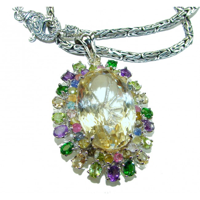 Bali Dream 42.5 carat Natural Citrine .925 Sterling Silver handcrafted Statement necklace