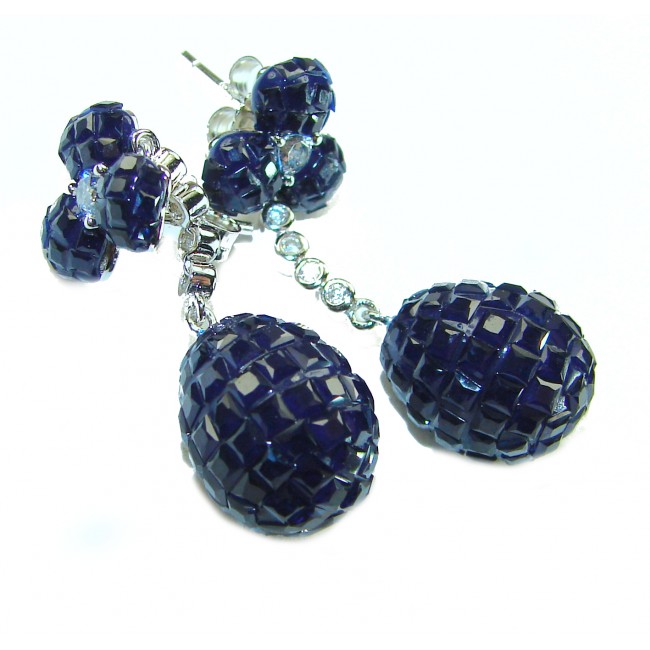 Blue Royalty 12.2 carat Sapphire .925 Sterling Silver .925 Sterling Silver Statement earrings