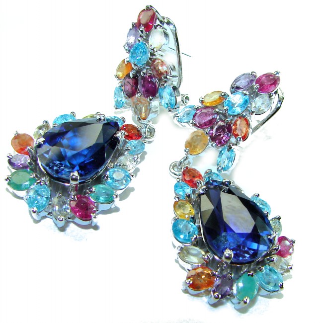 ALEXANDRA 47.4 carat Kyanite .925 Sterling Silver handmade Statement earrings