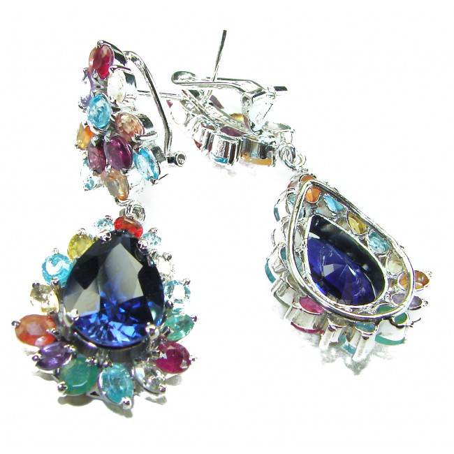 ALEXANDRA 47.4 carat Kyanite .925 Sterling Silver handmade Statement earrings