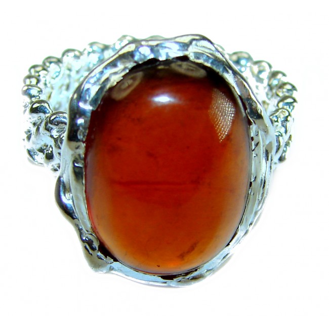 22.5 carat Red Garnet .925 Sterling Silver handcrafted ring; s. 8