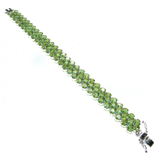 Melissa - Great Masterpiece 112.2 carat genuine Peridot .925 Sterling Silver handmade Statement bracelet