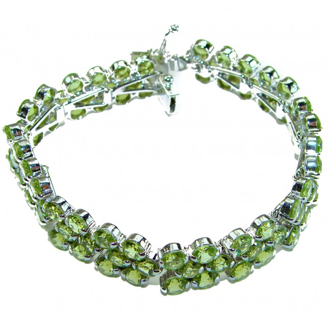 Melissa - Great Masterpiece 112.2 carat genuine Peridot .925 Sterling Silver handmade Statement bracelet