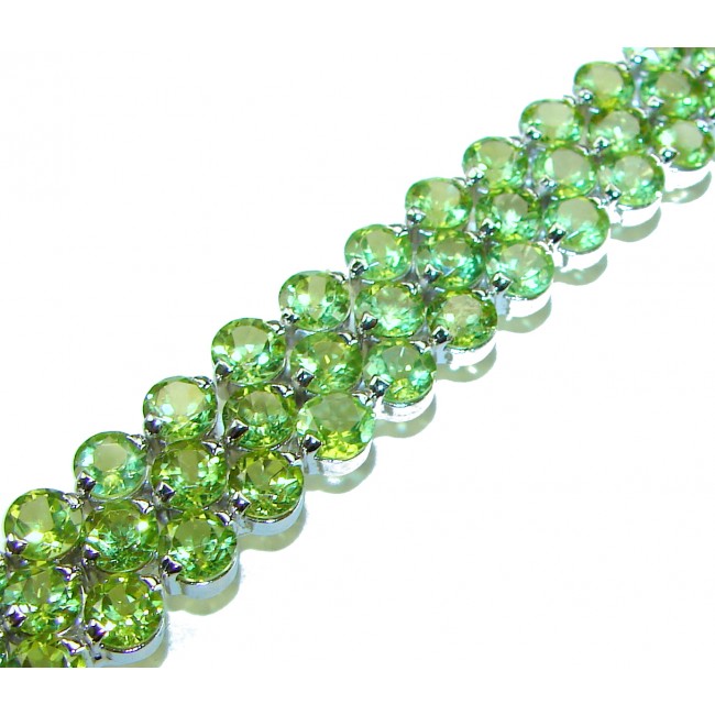 Melissa - Great Masterpiece 112.2 carat genuine Peridot .925 Sterling Silver handmade Statement bracelet