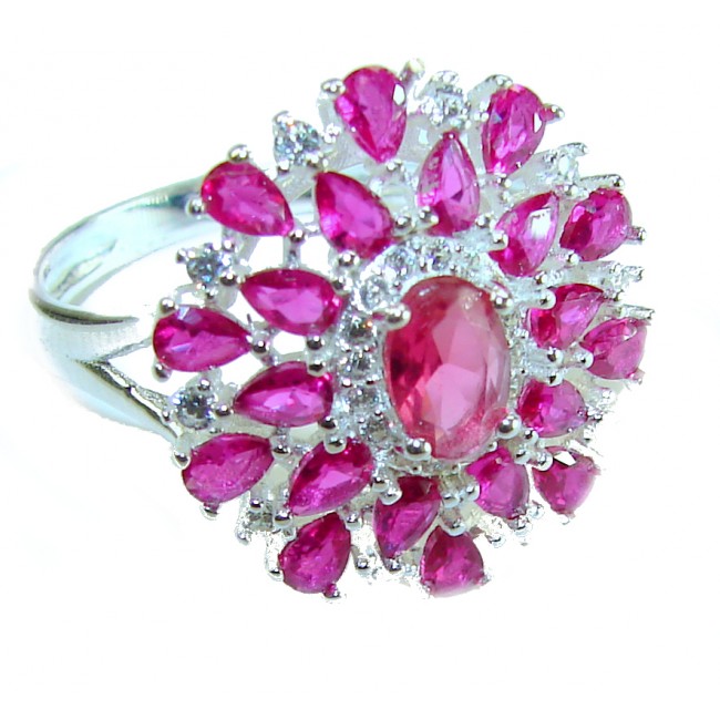11.2 carat oval cut Brazilian Pink Tourmaline .925 Silver handcrafted Cocktail Ring s. 7 3/4