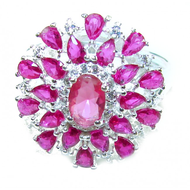 11.2 carat oval cut Brazilian Pink Tourmaline .925 Silver handcrafted Cocktail Ring s. 7 3/4