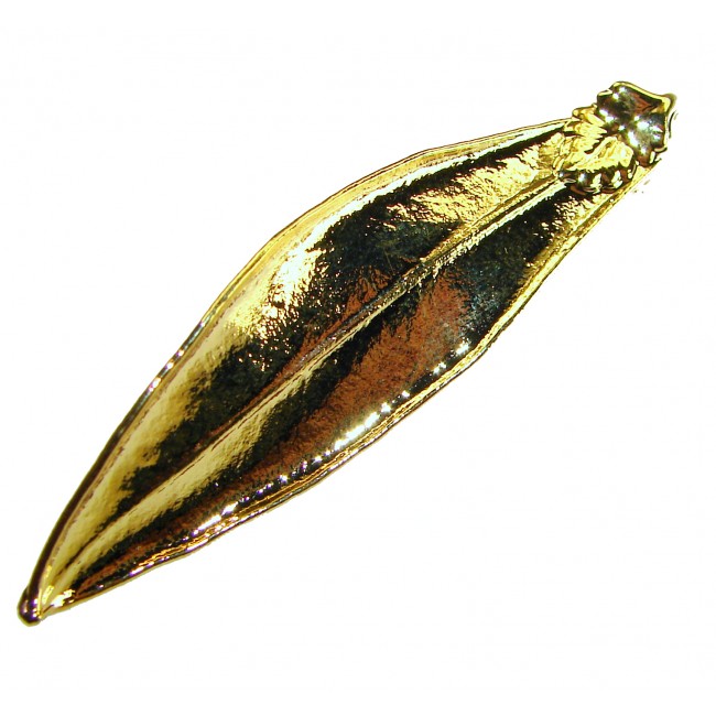 Natural Leaf .925 Sterling Silver dipped in real 10k Gold handmade pendant