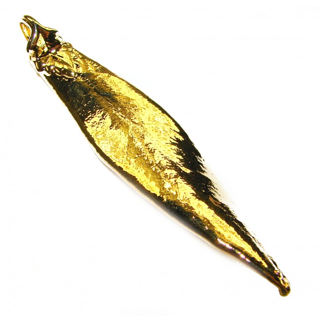 Natural Leaf .925 Sterling Silver dipped in real 10k Gold handmade pendant