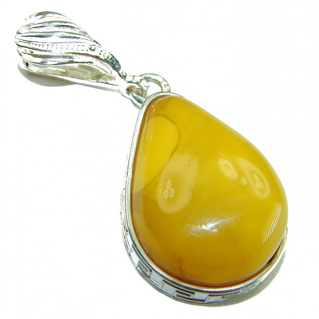 Prehistoric Authentic Buttescotch Baltic Amber .925 Sterling Silver beautifully handcrafted Pendant