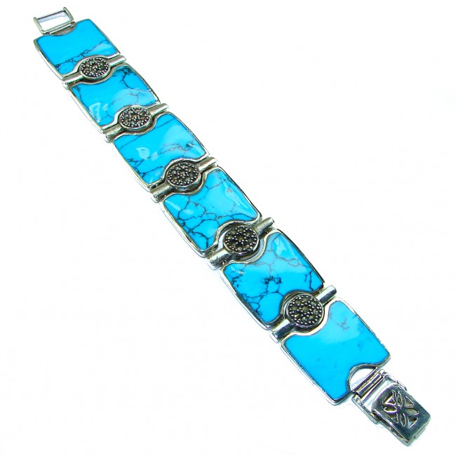 Luxurious one of a kind 65.8 carat Sleeping Beauty Turquoise .925 Sterling Silver handmade Bracelet