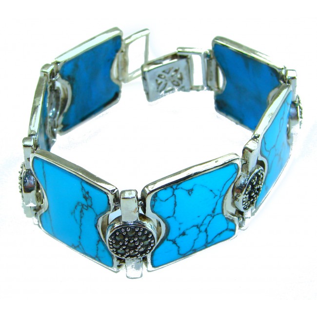 Luxurious one of a kind 65.8 carat Sleeping Beauty Turquoise .925 Sterling Silver handmade Bracelet