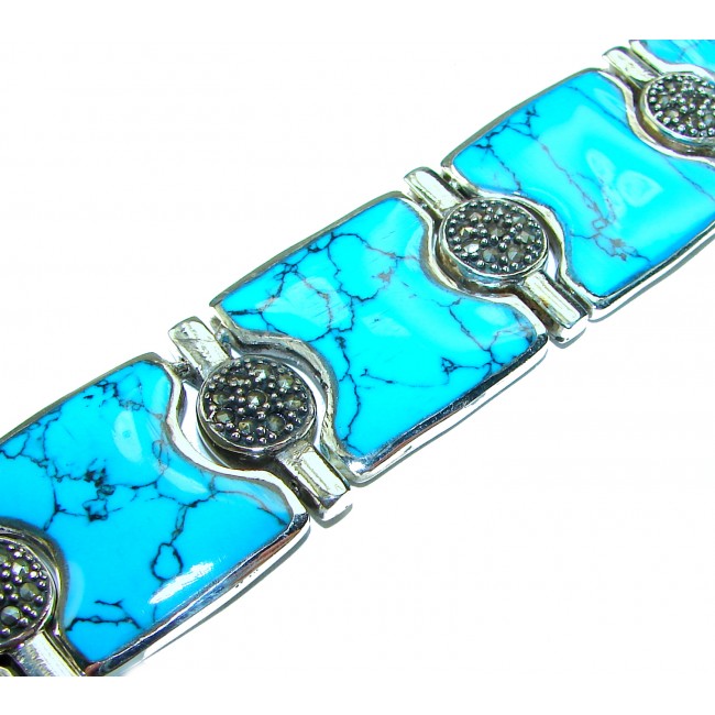 Luxurious one of a kind 65.8 carat Sleeping Beauty Turquoise .925 Sterling Silver handmade Bracelet
