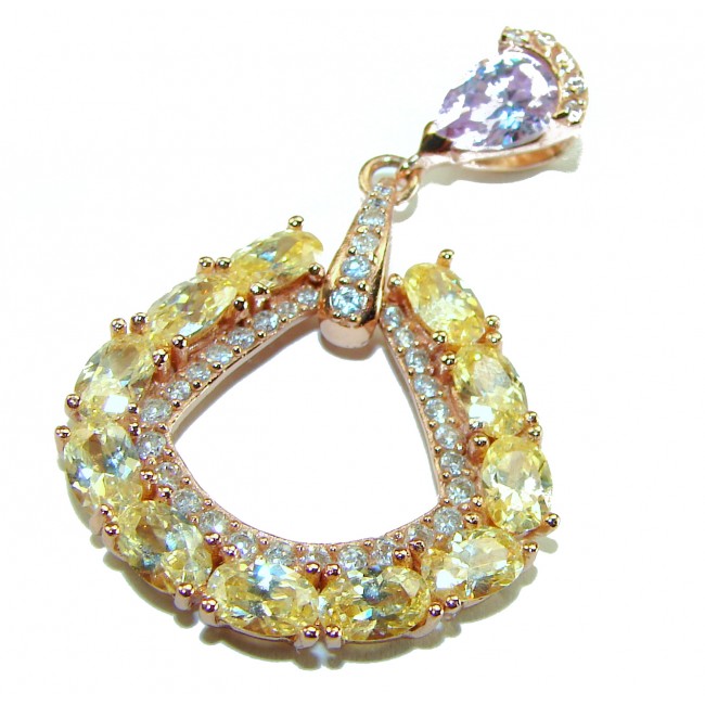 Emma 10.5 carat authentic yellow Sapphire .925 Sterling Silver 14K Gold over Handcrafted pendant