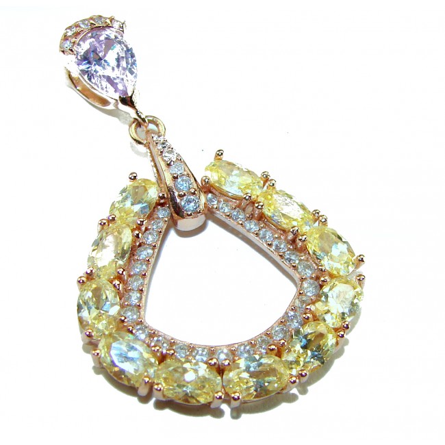 Emma 10.5 carat authentic yellow Sapphire .925 Sterling Silver 14K Gold over Handcrafted pendant