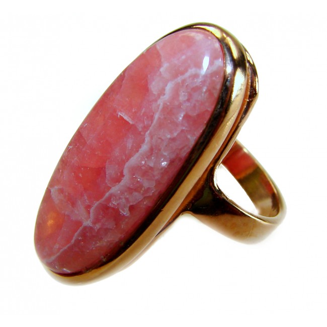 Large top quaity Argentinian Rhodochrosite 18K Gold over .925 Sterling Silver handmade ring size 8 ADJUSTABLE