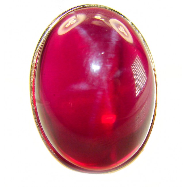 Bella Rosa Genuine 46.5 CARAT Star Ruby .925 Sterling Silver dipped in 18K Gold ovrLarge Statement Ring size 8 - Close-up of Bella Rosa 46.5 carat star ruby in .925 sterling silver setting.
