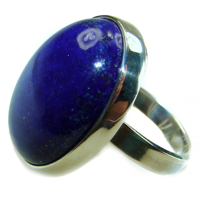 Natural 20.8 carat Lapis Lazuli .925 Sterling Silver handcrafted ring size 8 adjustable