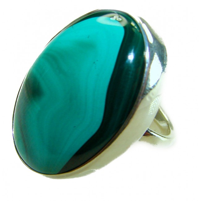 39.2 CARAT genuine Malachite from Utah .925 Sterling Silver handcrafted ring size 8 adjustable