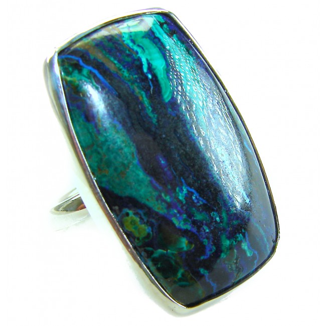 Great quality Parrot's Wings Chrysocolla .925 Sterling Silver handcrafted Ring size 7 adjustable
