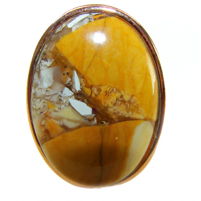 Flawless Australian Bracciated Mookaite 14K Gold over .925 Sterling Silver Ring size 7 adjustable
