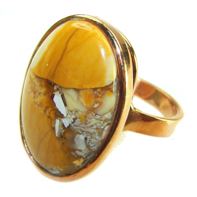 Flawless Australian Bracciated Mookaite 14K Gold over .925 Sterling Silver Ring size 7 adjustable