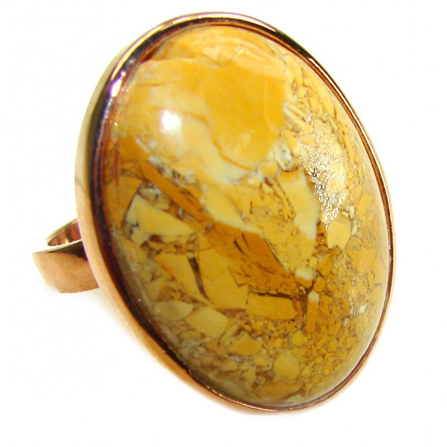 Huge Picture Jasper 14K Gold over .925 Sterling Silver handcrafted ring s. 8 adjustable