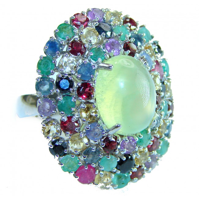 Royal quality genuine Prehnite .925 Sterling Silver handcrafted .925 Sterling Silver handcrafted ring s. 7 1/4
