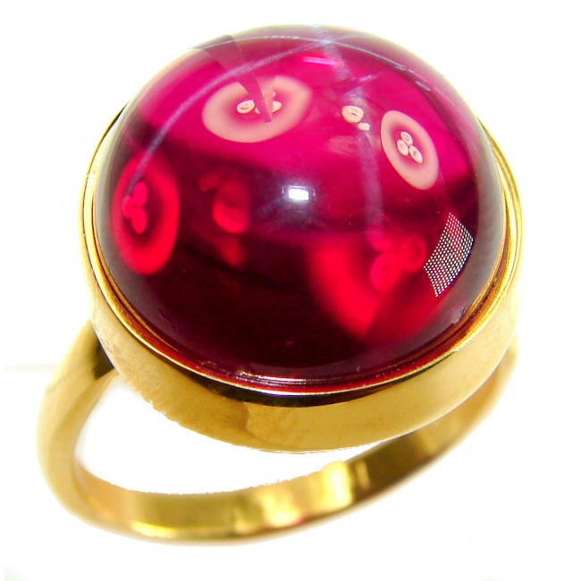 Bella Rosa Genuine 12.8 CARAT Star Ruby 14k GOLD OVER .925 Sterling Silver Large Statement Ring size 8 1/4