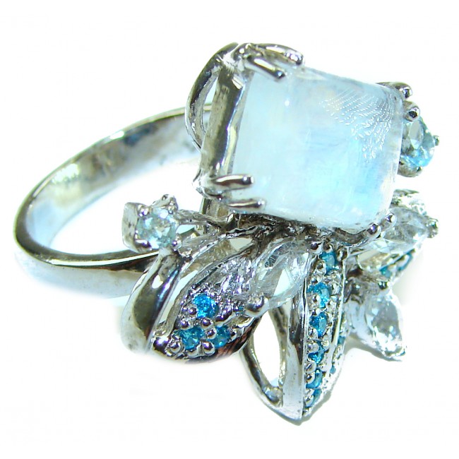 Top quality quality Rainbow Moonstone .925 Sterling Silver handmade ring s. 7