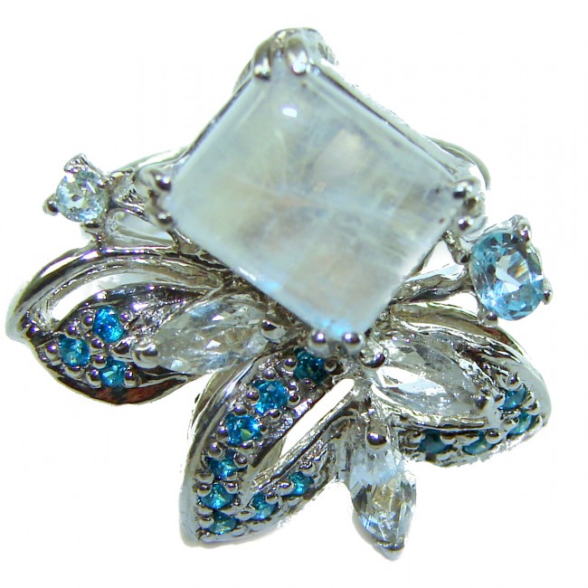 Top quality quality Rainbow Moonstone .925 Sterling Silver handmade ring s. 7
