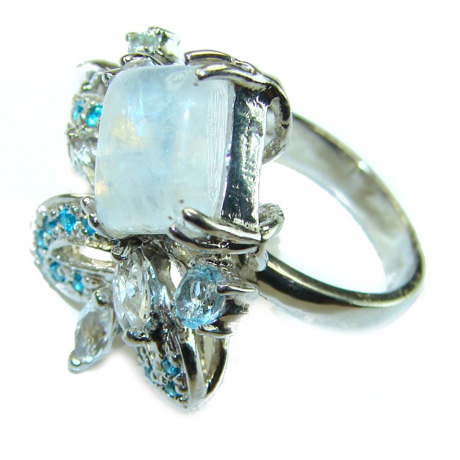 Top quality quality Rainbow Moonstone .925 Sterling Silver handmade ring s. 7