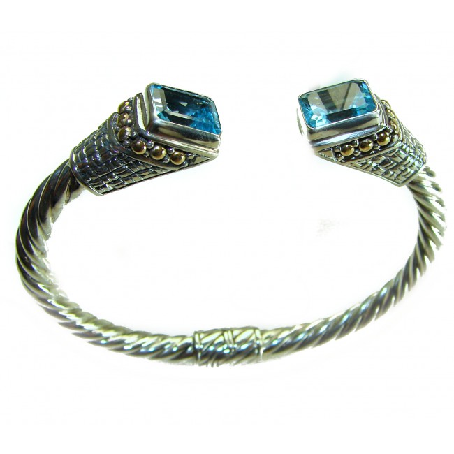 Bali Legacy authentic 8.9 carat Swiss Blue topaz Floral Bracelet in .925 Sterling Silver handcrafted - photo 3