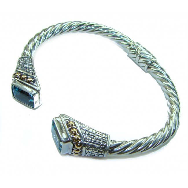Bali Legacy authentic 8.9 carat Swiss Blue topaz Floral Bracelet in .925 Sterling Silver handcrafted - photo 1