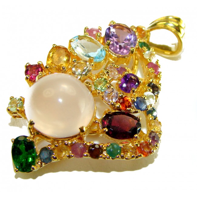 Marie Antoinette's STYLE authentic 20.5 carat Brazilian Rose Quartz 18K Rose Gold over .925 Sterling Silver handcrafted Statement ring; s. 7