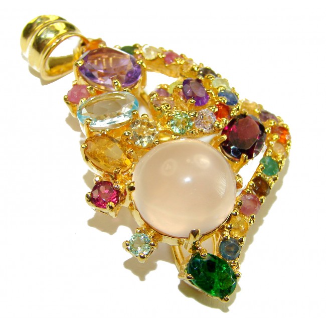 Marie Antoinette's STYLE authentic 20.5 carat Brazilian Rose Quartz 18K Rose Gold over .925 Sterling Silver handcrafted Statement ring; s. 7