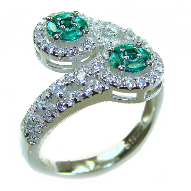 Spring Breeze Natural 6.5 carat Chrome Diopside .925 Sterling Silver Reversible ring size 7