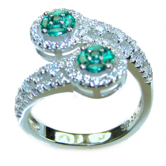 Spring Breeze Natural 6.5 carat Chrome Diopside .925 Sterling Silver Reversible ring size 7