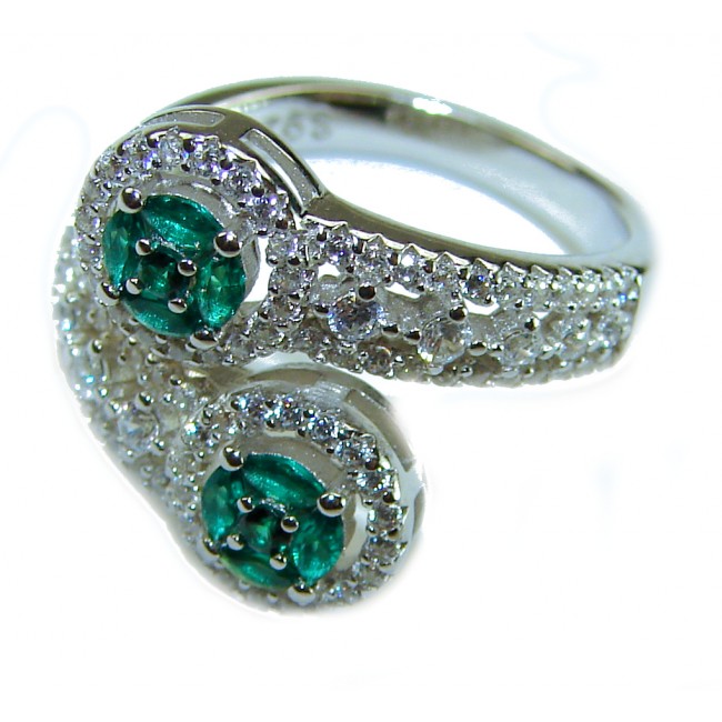 Spring Breeze Natural 6.5 carat Chrome Diopside .925 Sterling Silver Reversible ring size 7