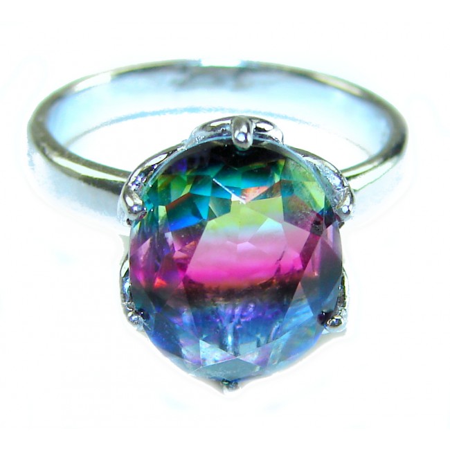 8.8 carat Brazilian Tourmaline .925 Sterling Silver Perfectly handcrafted Ring s. 7