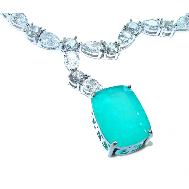 Born to Glam authentic 10.9 carat Colombian Emerald .925 Sterling Silver handcrafted Statement necklace
