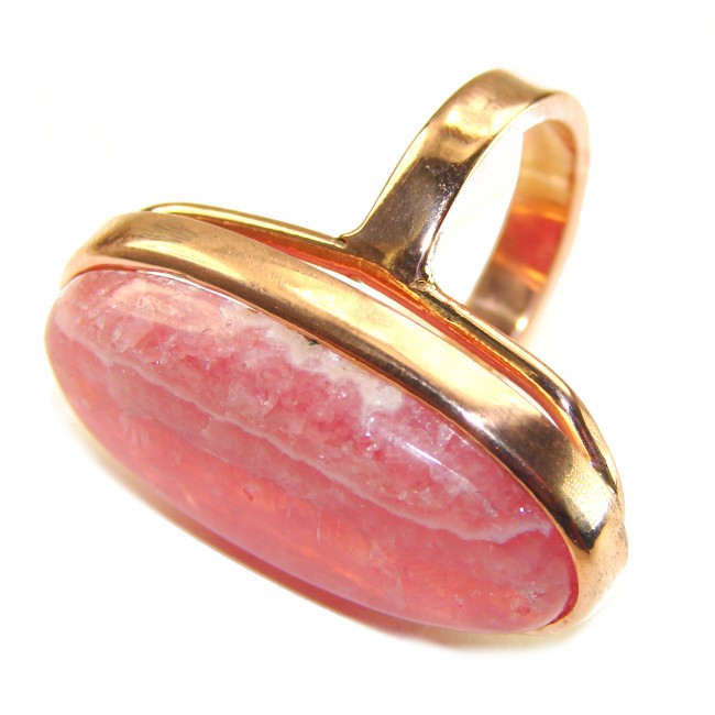 Large top quaity Argentinian Rhodochrosite 18K Gold over .925 Sterling Silver handmade ring size 8 ADJUSTABLE