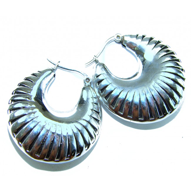 Highly Polished Fancy Modern design .925 Sterling Silver Italy made Earrings - photo 2