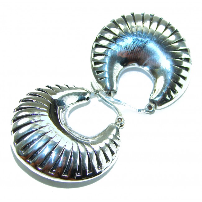 Highly Polished Fancy Modern design .925 Sterling Silver Italy made Earrings - photo 1