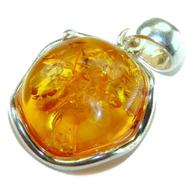 Prehistoric cognac Authentic Baltic Amber .925 Sterling Silver beautifully handcrafted Pendant