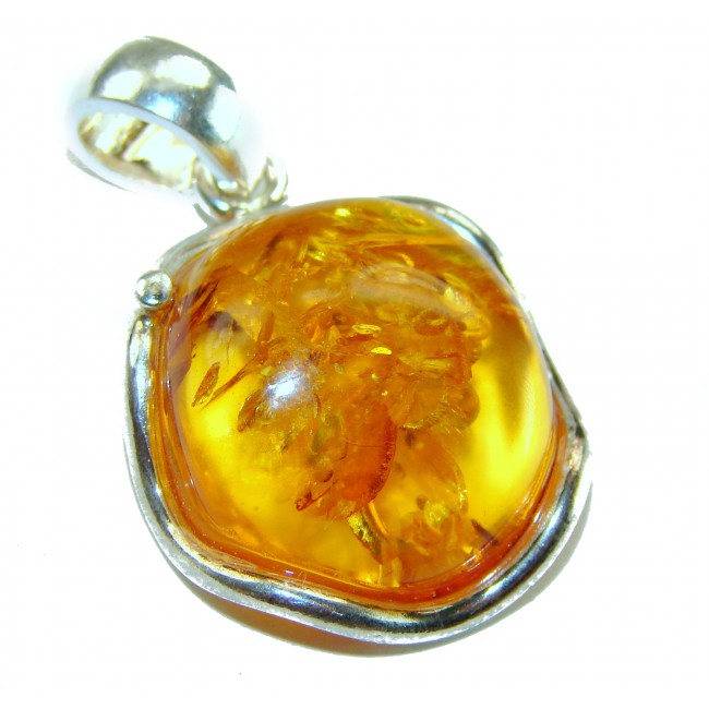 Prehistoric cognac Authentic Baltic Amber .925 Sterling Silver beautifully handcrafted Pendant